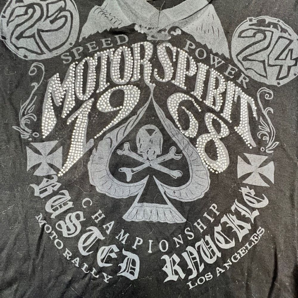 Laculture Women's Short Sleeve Motorspirit 1968 Graphic Tee Black Size Small NWT
